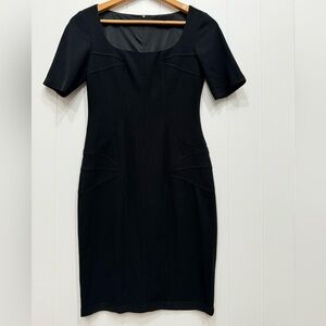 David Meister Black Sculpted Sheath Dress